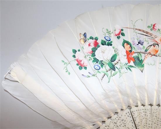 Two 19th century Cantonese carved ivory fans, largest 11in.